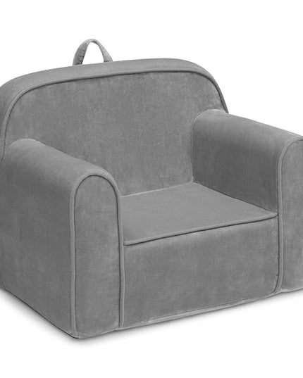 Delta Children Cozee Chair for Kids for Ages 18 Months and Up, Grey Mink Velvet - LeafyLoom