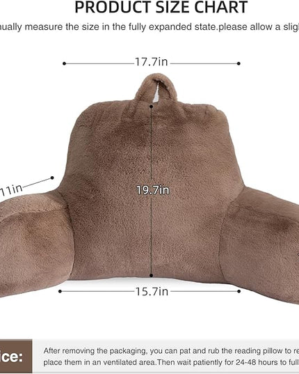 Aimuan Reading Pillow Bed Rest Wedge Large Adult Backrest Pillow with Arms Back Support for Sitting Up in Bed Cushion Incline Rest Sleeping Snoring Pillow,Brown Large - LeafyLoom