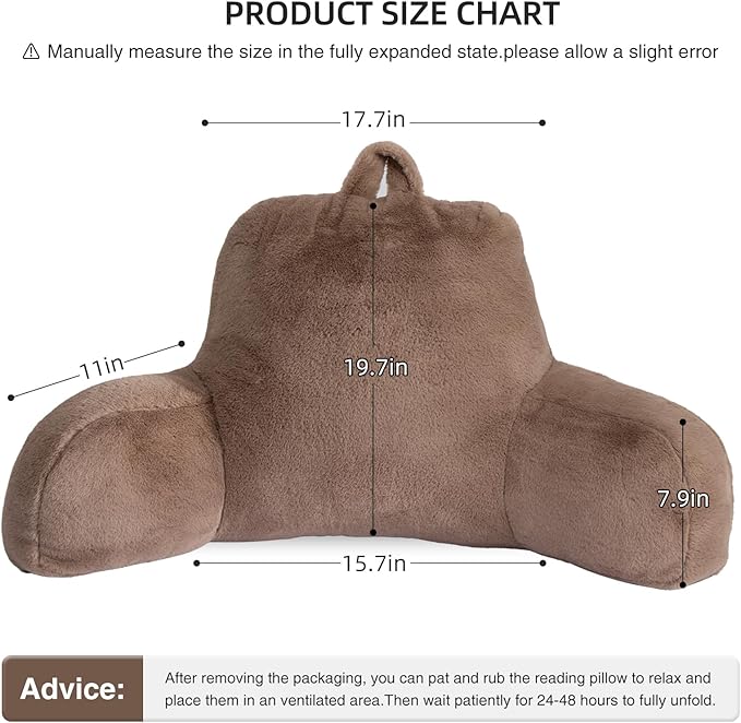 Aimuan Reading Pillow Bed Rest Wedge Large Adult Backrest Pillow with Arms Back Support for Sitting Up in Bed Cushion Incline Rest Sleeping Snoring Pillow,Brown Large - LeafyLoom
