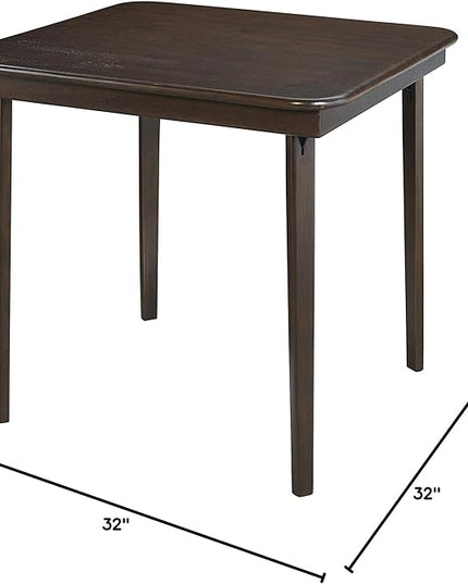 MECO Stakmore Straight Edge Solid Wood Folding Card Table, Folds to Deep 3.38 Inches for Easy Storage, 29.5″H x 32″W x 32″D, Espresso Finish - LeafyLoom