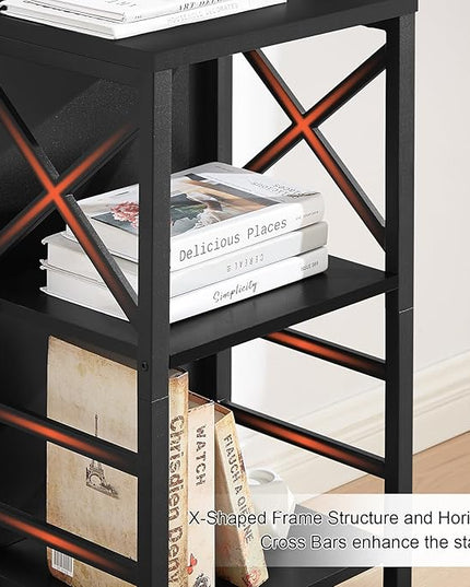 Bookcase, Industrial Small Bookshelf,3-Tier Bookcase Storage Organizer, Small Book Shelf for Small Spaces, Living Room, Bedroom and Home Office, Black - LeafyLoom