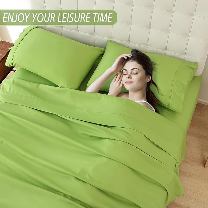Full Sheet Set - 4 Piece Soft Breathable Bed Sheets for Full Size Bed, Extra Deep Pocket Lxuury Brushed Sheets, Cooling Hotel Bedding Sheets and Pillowcases, Wrinkle Free Oeko-Tex Sheets - LeafyLoom