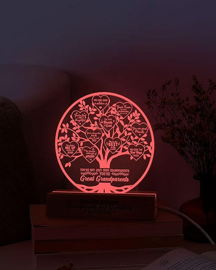 Grandparent Gifts from Grandkids, Lamp Present for Granddaughter Grandson, Night Light with Wooden Base, Gifts for Birthday, Mothers' Day, Thanksgiving, Why I Love You, Desk Decoration - LeafyLoom