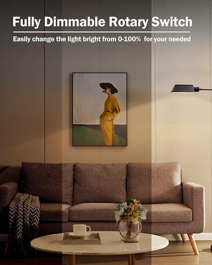 Dimmable LED Pharmacy Floor Lamp for Living Room, Full Range Dimming Bedroom Floor Lamp, Adjustable Height Standing Lamp with 350° Swing Arm - LeafyLoom