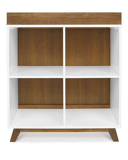 DaVinci Otto Convertible Changing Table and Cubby Bookcase in White and Walnut - LeafyLoom