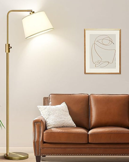 Nintiue Dimmable Floor Lamp, 1000 LM LED Edison Bulb Included, Arc Floor Lamps for Living Room Modern Standing Lamp Tall Lamps for Living Room Bedroom-Brass - LeafyLoom