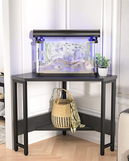 armocity Corner Desk Small Desk with Outlets Corner Table for Small Space, Corner Computer Desk with USB Ports Triangle Desk with Storage for Home Office, Workstation, Living Room, Bedroom, Black - LeafyLoom