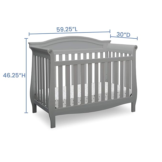 Delta Children Lancaster 4-in-1 Convertible Baby Crib, Grey - LeafyLoom