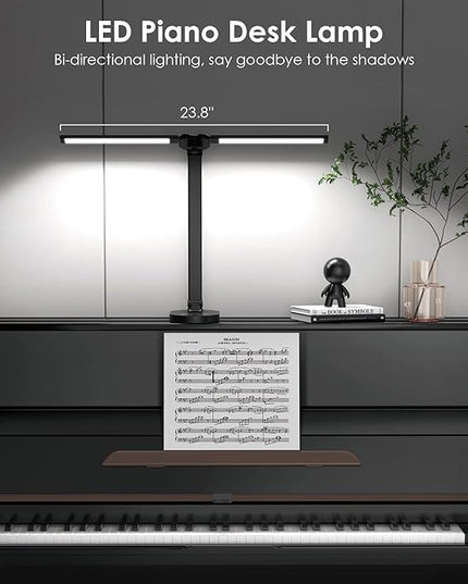 Double Head LED Desk Lamp with USB Charging - 5 Color Modes, Memory Function - Ideal for Home Office Desk Lamp, Multi-Angle Adjustable and Foldable Design Table Lamp- Black - LeafyLoom