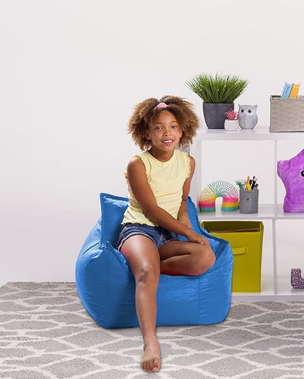 Posh Creations Bean Bag Chair Structured Comfy Seat Use for Gaming, Reading and Watching TV, Newport, Royal Blue - LeafyLoom