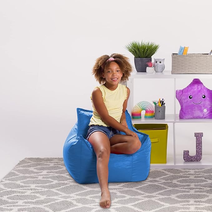 Posh Creations Bean Bag Chair Structured Comfy Seat Use for Gaming, Reading and Watching TV, Newport, Royal Blue - LeafyLoom