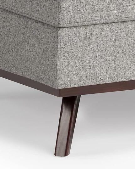 SIMPLIHOME Owen 36 Inch Wide Mid Century Modern Square Coffee Table Lift Top Storage Ottoman in Upholstered Cloud Grey Taupe Polyester Fabric, For the Living Room - LeafyLoom