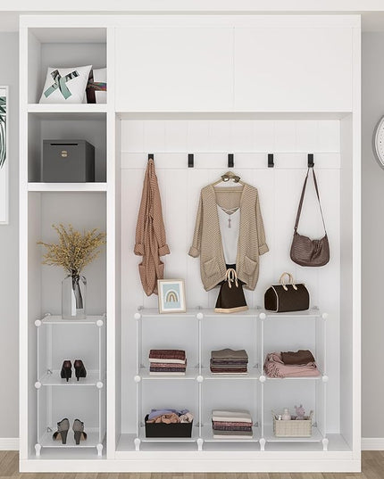 FUNLAX Cube Storage, 6 Storage Cubes Closet Organizers and Storage Portable Cube Storage Organizer Plastic Bookshelf Bookcase for Study Room, Bedroom, Office, White - LeafyLoom