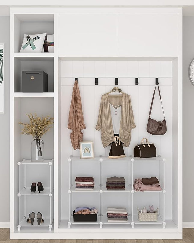 FUNLAX Cube Storage, 6 Storage Cubes Closet Organizers and Storage Portable Cube Storage Organizer Plastic Bookshelf Bookcase for Study Room, Bedroom, Office, White - LeafyLoom