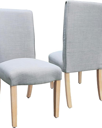 HomePop Classic Parsons Dining Chairs, Light Gray Woven(Set of 2) - LeafyLoom