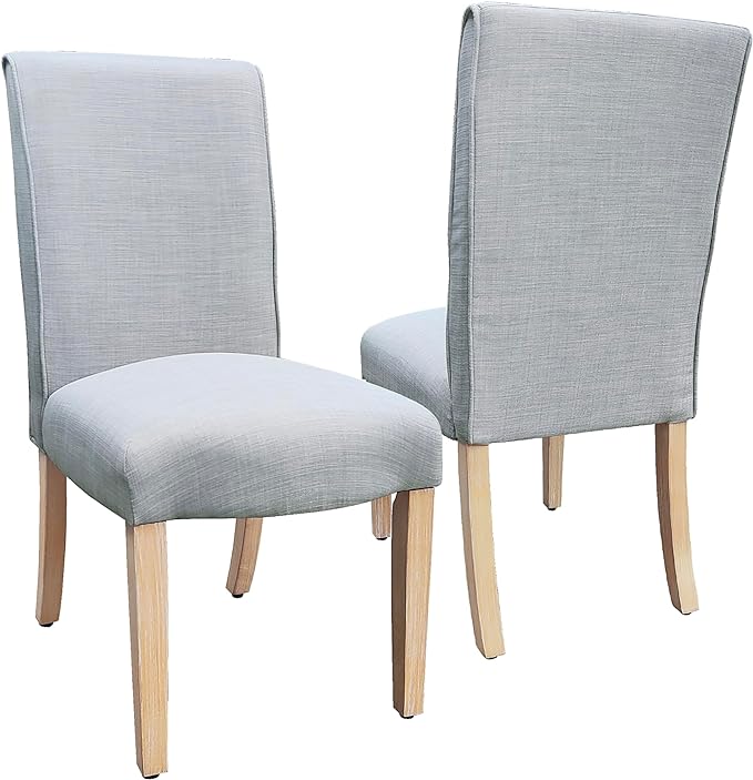 HomePop Classic Parsons Dining Chairs, Light Gray Woven(Set of 2) - LeafyLoom