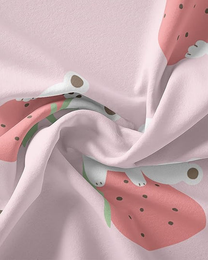 Cartoon Bear Comforter King Size,Pink Strawberry Comforter Set for Kids Teens Girls,3Pcs Bedding Set Printed Comforter with 2 Pillowcases,Down Alternative,Soft and Lightweight，King Size - LeafyLoom