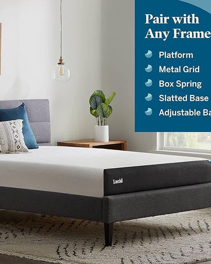 LUCID 12 Inch Memory Foam Mattress - Medium Feel - Memory Foam Infused with Bamboo Charcoal - Gel Infusions - CertiPUR-US Certified - Breathable - King - LeafyLoom