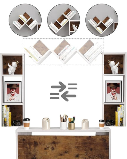 Folding Wall Mounted Drop Leaf Table, Foldable Desk with Moveable Cabinets, Floating Laptop with Convertible Storage Shelves, Multifunctional Computer Workstation in Home for Space Saving - LeafyLoom