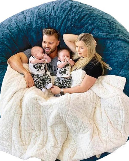 6FT Giant Fur Bean Bag Chair Cover, Ultra Soft Bean Bag Bed for Adults (No Filler, Cover only), Big Round Soft Fluffy Faux Fur Bean Bag Lazy Sofa Bed Cover, Machine Washable Big Size Bean Bag Cover - LeafyLoom