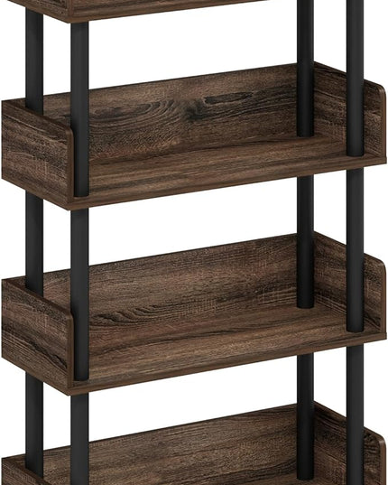 Furinno Turn-N-Tube 4-Tier Toolless Freestanding Multipurposes Display Rack, Walnut - LeafyLoom