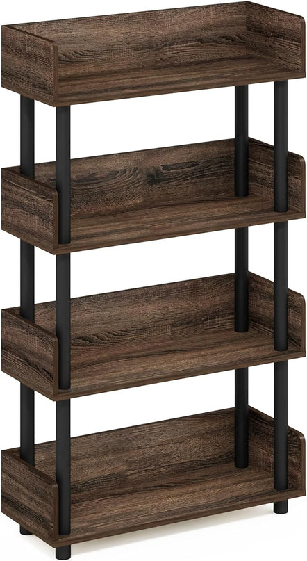 Furinno Turn-N-Tube 4-Tier Toolless Freestanding Multipurposes Display Rack, Walnut - LeafyLoom