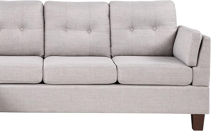 Living Room L-Shape Sectional Sofa with Left Facing Chaise, Linen Upholstered Reversible Corner Couch for Home, Small Space, Apartment, Light Gray, 97 Inch - LeafyLoom