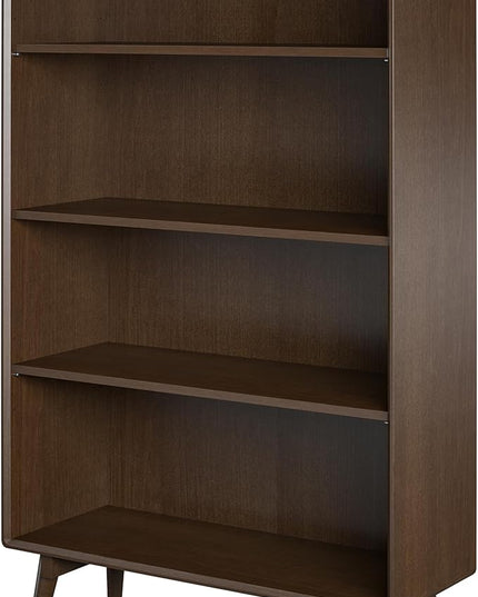 Novogratz Brittany 4 Shelf Bookcase, Walnut - LeafyLoom