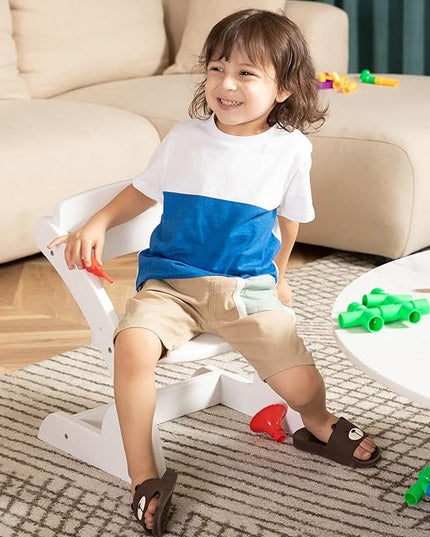 HOUCHCIS Toddler Chair, Wooden Toddler Chair for Kids, Adjustable Kids Chairs for Toddlers, Toddler Chairs and Small Chair, Kids Chair (White) - LeafyLoom