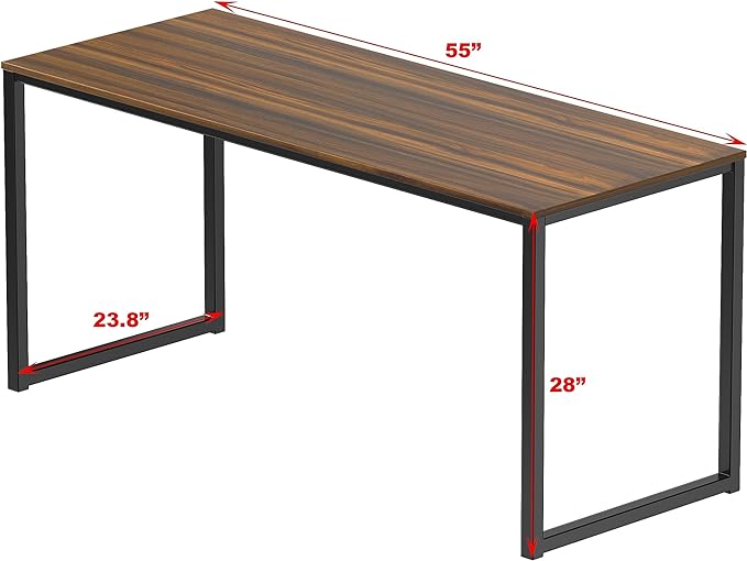 SHW Home Office 55-Inch Computer Desk, 24" Deep, Walnut - LeafyLoom