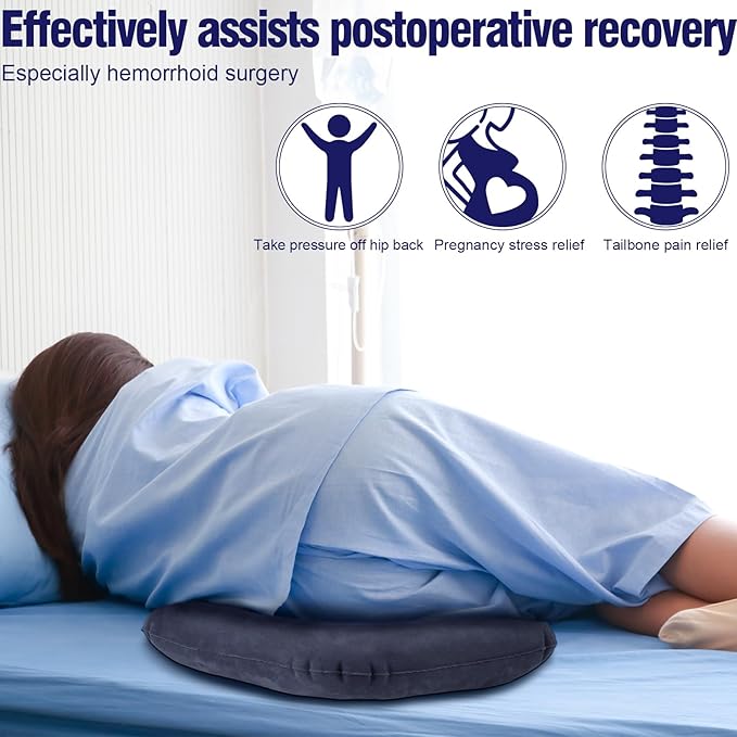 4 Pcs Donut Cushion Inflatable Donut Pillow Portable Anti Bedsore Seat Pillow Donut Pillow Cushion with 2 Air Pump for Tailbone Pain, Hemorrhoids, Pregnancy, Bedsore - LeafyLoom