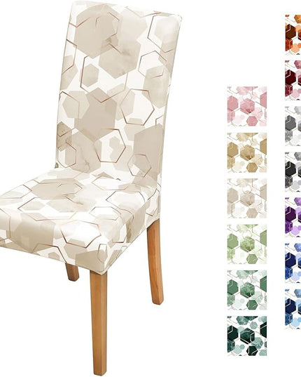 Gibelle Dining Room Chair Covers Set of 6, Soft Stretch Kitchen Chair Covers Slipcover Protector, Removable Washable Geometric Parson Chair Covers 6 Pack, Beige Gibelle