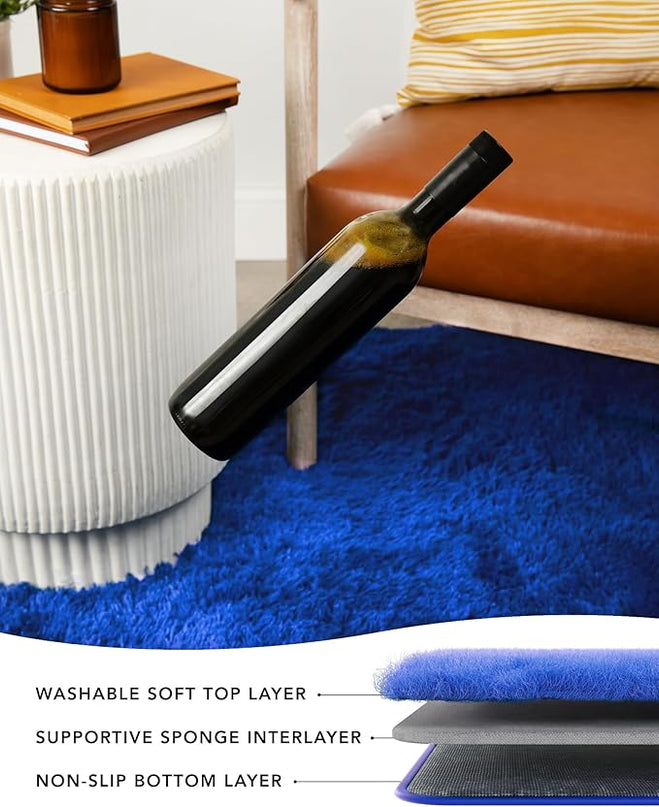 Ophanie Machine Washable 5x8 Blue Rugs for Living Room, Large Navy Fluffy Fuzzy Plush Shag Comfy Soft,Non-Slip Indoor Floor Carpet, Kids Boys Girls,Room,Bedroom,Playroom, Home Decor Aesthetic, Nursery - LeafyLoom