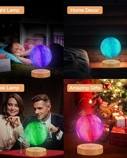 VGAzer Levitating Moon Lamp,Floating and Spinning in Air Freely with 3D Printing LED Moon Light Has 16 Colors 20 Modes for Unique Christmas Gifts,Room Decor (16 Colors Galaxy Moon) - LeafyLoom