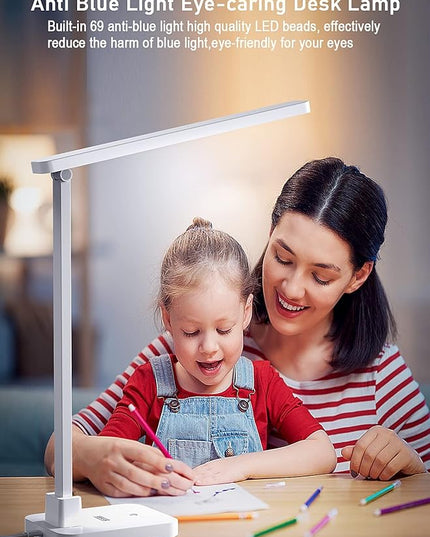 LED Desk Lamp, Dimmable Desk Light Touch Control with 4 Brightness Level, Eye Caring Reading Lamp, Desk Lamps for Home Office, Foldable Table Lamp for Study Dorm School students college Gifts - LeafyLoom