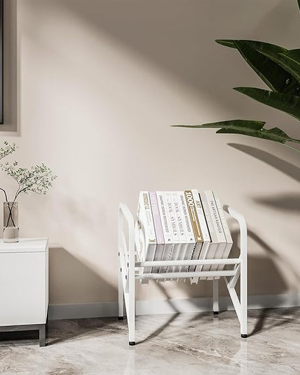 Bookshelf Storage Shelf Bookcase Freestanding Storage Stand Book Organizer for Living Room, Bedroom, Kitchen, Rust Resistance,Easy Assembly Multi-Functional Organizer (1 Tier, White) - LeafyLoom