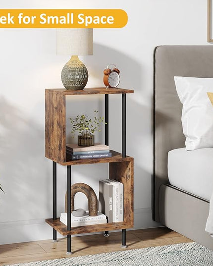 3 Tier Modern Bookshelf, S-Shaped Bookcase,Small Book Shelf for Small Spaces, Unique Bookshelf for Storage Organizer Living Room Bedroom Home Office - LeafyLoom