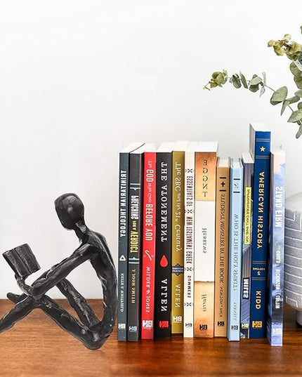 Jalunth Bookshelf Bookcase Aesthetic Decoration Art Sculptures Home Decor Book Shelf Case Modern Accents Figurine Reading Metal Decorative Ideas Objects Accessories Library Office Steel Statue Gifts - LeafyLoom