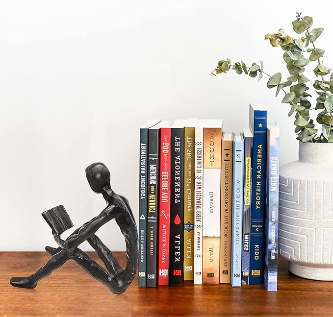 Jalunth Bookshelf Bookcase Aesthetic Decoration Art Sculptures Home Decor Book Shelf Case Modern Accents Figurine Reading Metal Decorative Ideas Objects Accessories Library Office Steel Statue Gifts - LeafyLoom