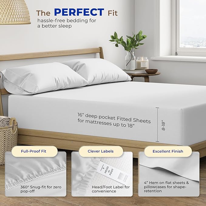 THREAD SPREAD 100% Egyptian Cotton Split King Sheets Sets for Adjustable Bed - 600 Thread Count 5 PC Top Split King Sheets, 16" Deep Pocket Soft Cooling Sheets for Split King Adjustable Bed - Silver - LeafyLoom