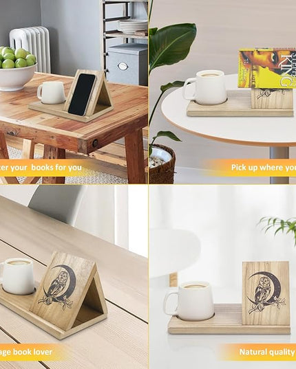 Small Bookshelf, Triangle Book Holder, Solid Wood Short Mini Book Rest, Simple Bookcase for Bedroom Nightstand Office Desk Library or Table Centerpiece Decor for Coffee and Book Lover - LeafyLoom