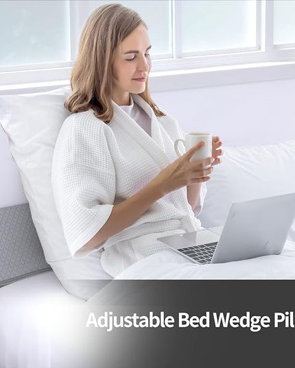 Pillow Wedge for Headboard Gap,Bed Gap Filler Full Size,Foldable Bed Wedge Pillow for Headboard,Light Grey Bed Wedge Gap Filler,Foam Mattress Gap Filler,54"x6"x6" - LeafyLoom