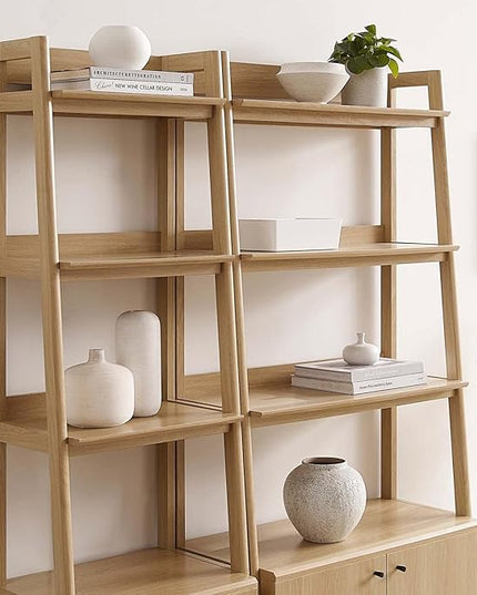 Modway Bookshelf Display Cases in Oak - Set of 2 - LeafyLoom