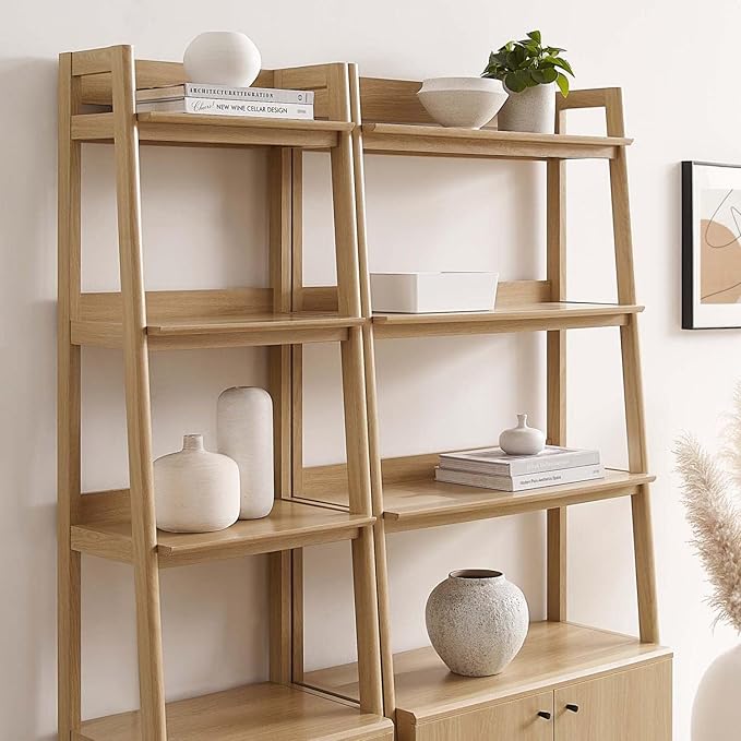 Modway Bookshelf Display Cases in Oak - Set of 2 - LeafyLoom