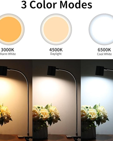 Dott Arts Desk Lamp,USB Clip On Light with 3 Color Modes,LED 10 Levels Brightness Reading Lamp, 360°Gooseneck Book Light,Eye-Care Reading Light for Home Office,Headboards Grey - LeafyLoom