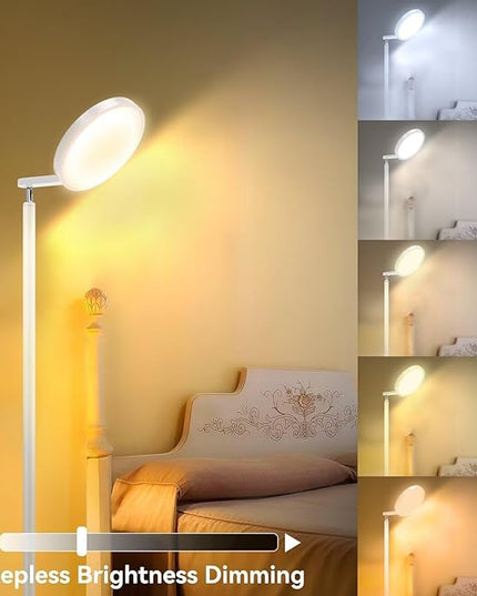 JOOFO Sky LED Floor Lamp,Folding Modern Torchiere Floor Lamp,Bright Dimmable Led Floor Lamp with Remote &Touch Control,5 Color Temperatures,Tall Standing Lamp for Living Room,Office, Bedroom(White) - LeafyLoom