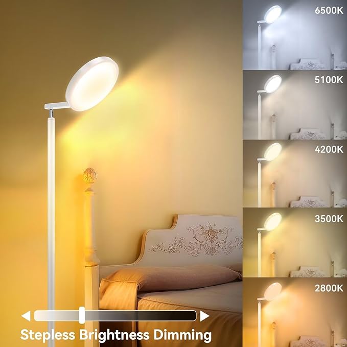 JOOFO Sky LED Floor Lamp,Folding Modern Torchiere Floor Lamp,Bright Dimmable Led Floor Lamp with Remote &Touch Control,5 Color Temperatures,Tall Standing Lamp for Living Room,Office, Bedroom(White) - LeafyLoom