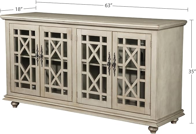 Martin Svensson Home Elegant TV Stand, 63 in x 35 in (W x H), Antique Silver - LeafyLoom