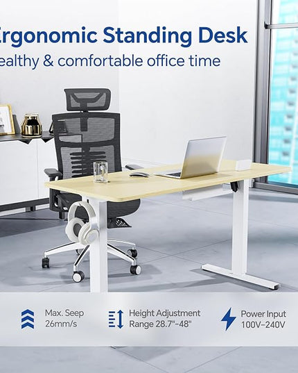 Standing Desk, Height Adjustable Desks with Powerful Motor and Cable Management,electric Sit Stand Desk with Hight Preset Design for Home Office Use 55x24 in Maple - LeafyLoom