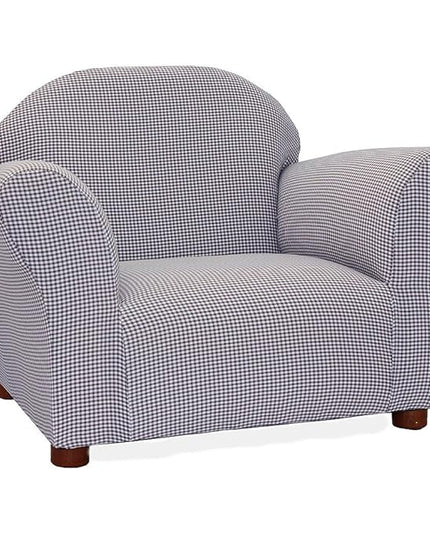 Keet Roundy Kid's Chair Gingham, Wood, Navy - LeafyLoom